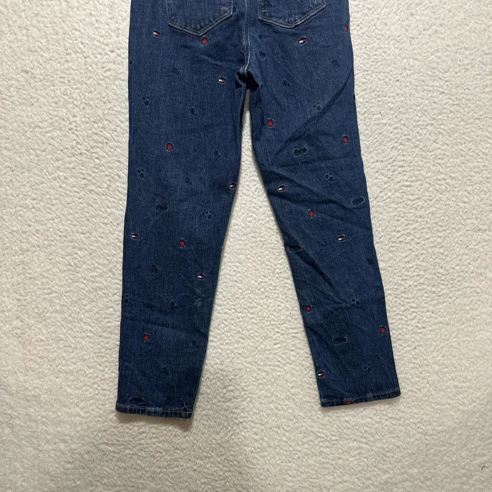 Tommy Hilfiger Women's Paperbag High Rise‎ Star & Flag Waist Jeans Blue Size 2